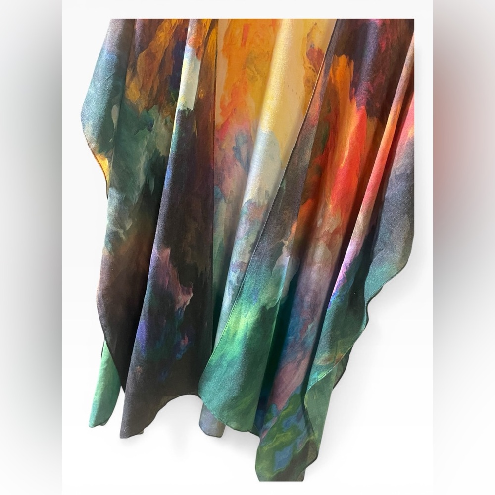 Just Classic Sunny Kimono Cardigan Watercolor Mountain Boho One Size 100% Cotton - Picture 7 of 11